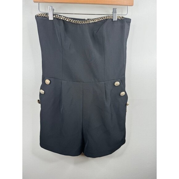 Generation Love Sophia Crepe Bustier Romper Black Size 6 NWT Chain Detail $345 - Picture 2 of 5